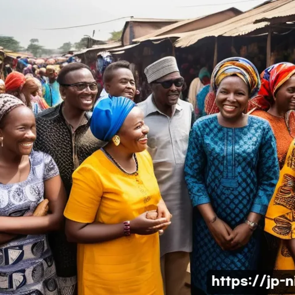 나이지리아의 공용어와 지역어 - Bustling Nigerian Market with Diverse Voices**
"A vibrant, wide-angle shot of a bustling open-air ma...