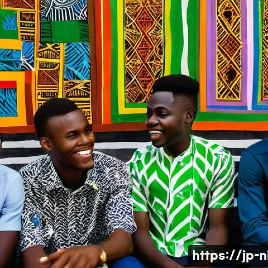 나이지리아의 LGBT 인권 현황 - A diverse group of Nigerian young adults gathered in a vibrant urban community center, engaging in a...
