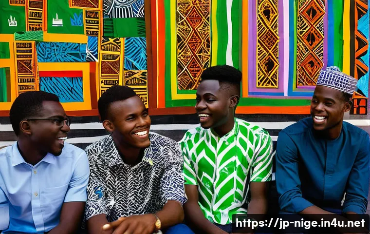 나이지리아의 LGBT 인권 현황 - A diverse group of Nigerian young adults gathered in a vibrant urban community center, engaging in a...